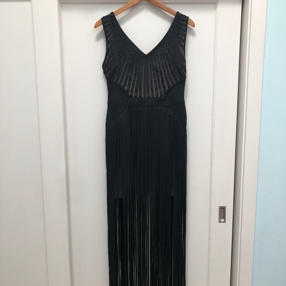 Wow Couture Brand Gold Label Fringe Dress | Black | Size Large -- NWT
